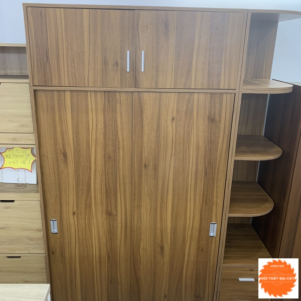 Tủ áo quần cửa lùa gỗ nâu óc chó TA099