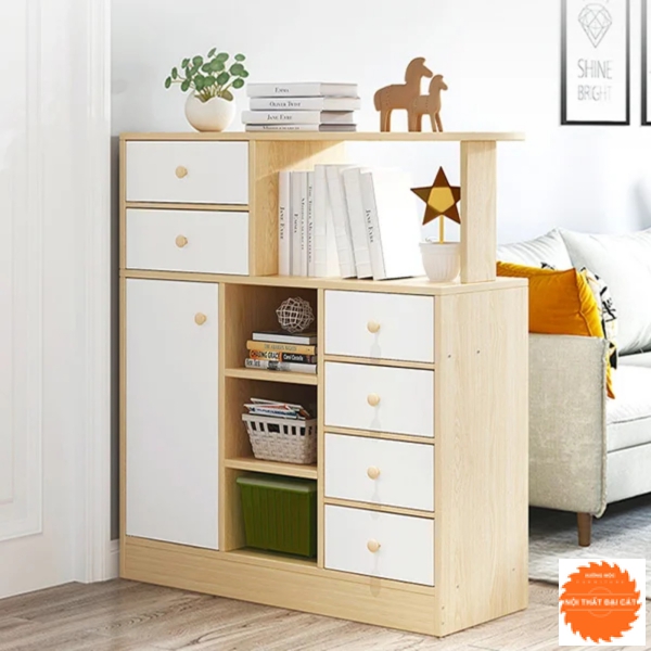 Tủ giày thiết kế tay nắm gỗ TG059