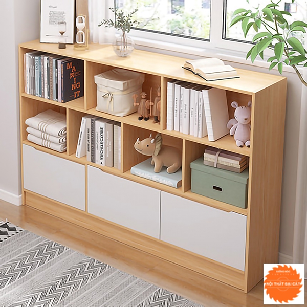 Kệ sách thiết kế thấp 3 hộc tủ KS071
