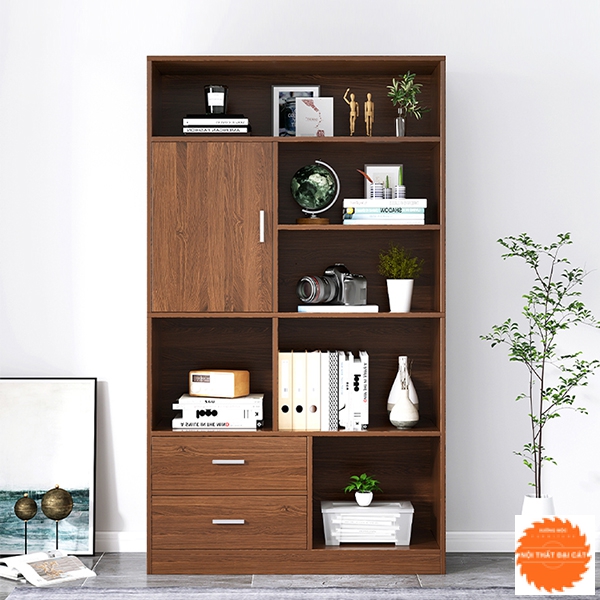 Kệ sách gỗ nâu thiết kế hiện đại KS072
