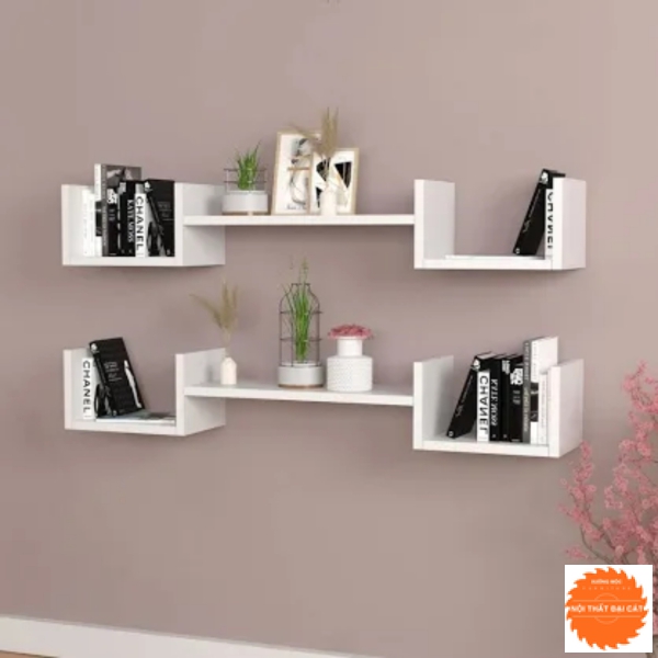 Kệ trang trí gỗ tone trắng đẹp KTT026