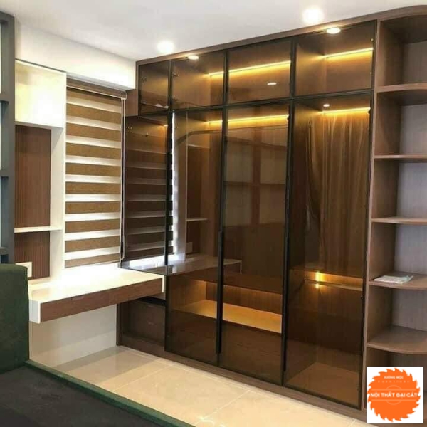 Tủ áo quần nhôm cánh kính hiện đại TANK101
