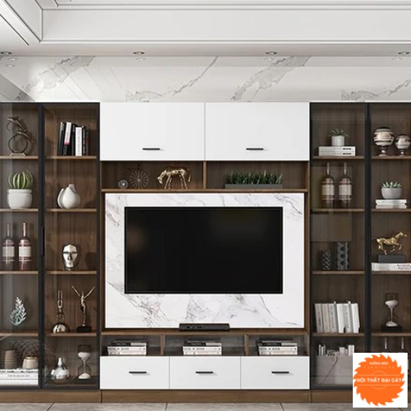 Tủ kệ tivi kết hợp kệ trang trí, tủ rượu KTV010
