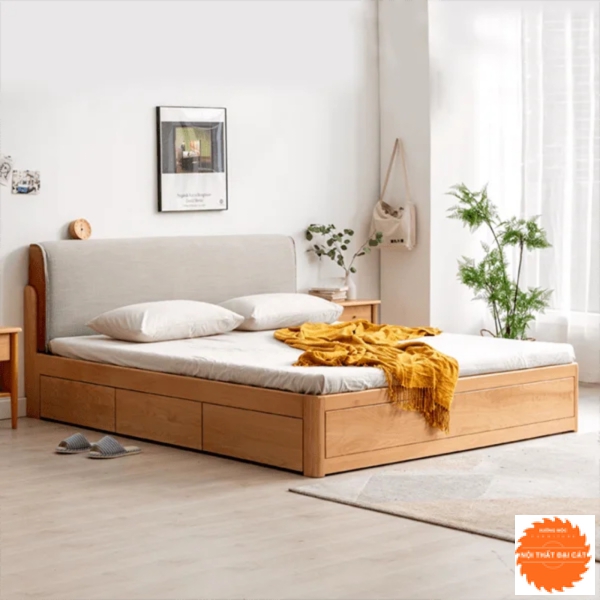Giường ngủ thiết kế đầu bọc nệm G042