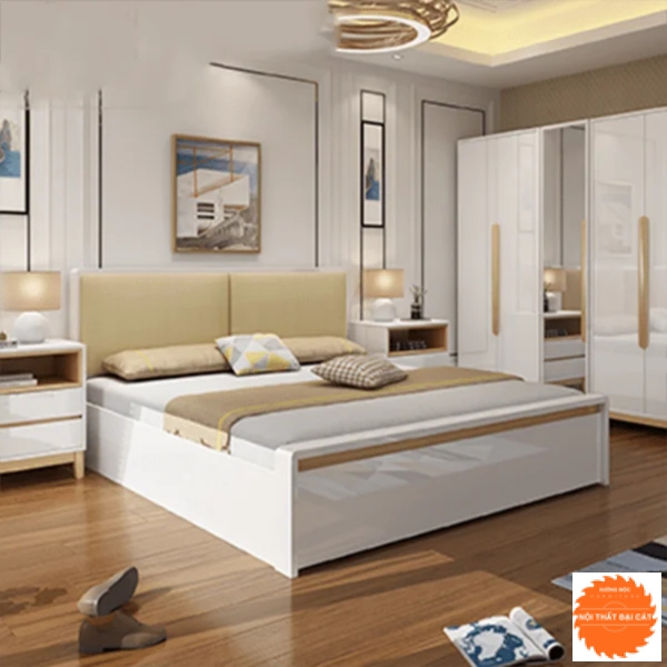 Giường ngủ tone trắng sang trọng G043