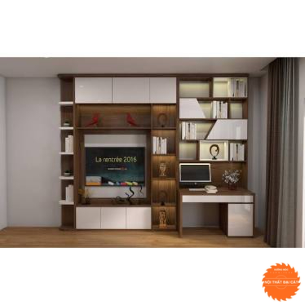 Tủ kệ tivi thiết kế kết hợp bàn làm việc KTV016