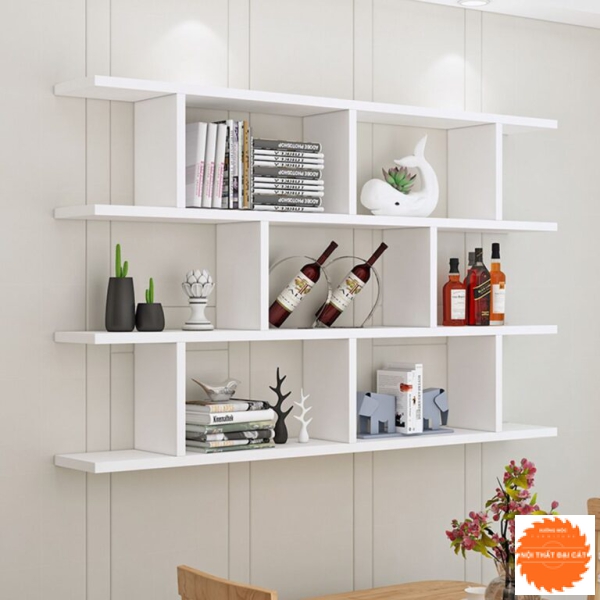Kệ trang trí tone trắng hiện đại KTT057