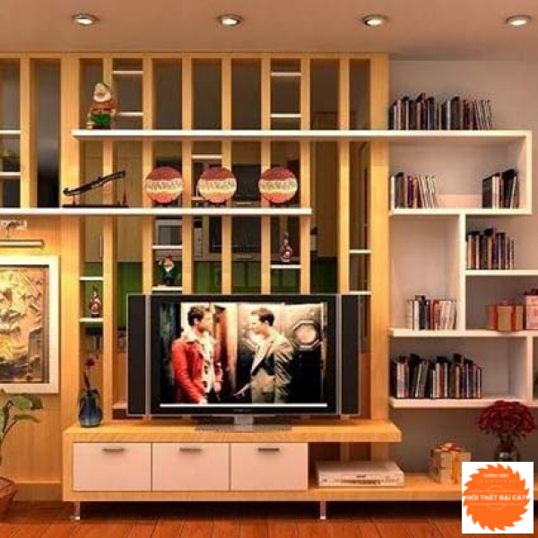 Kệ vách ngăn kết hợp kệ tivi - kệ sách VN035