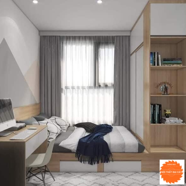 Giường ngủ gỗ công nghiệp kết hợp tủ áo quần G071