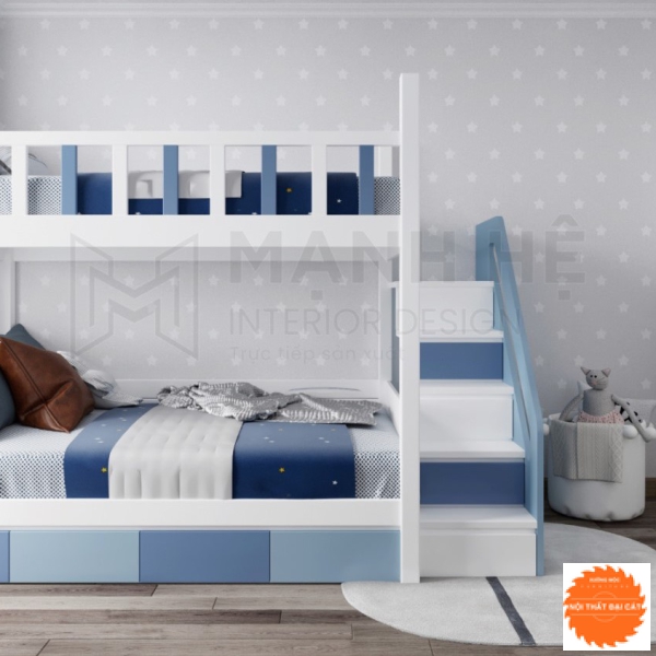 Giường tầng thiết kế tone xanh dương GT035