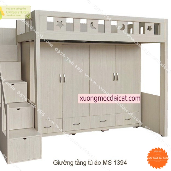 Giường tầng kết hợp tủ áo quần GT065