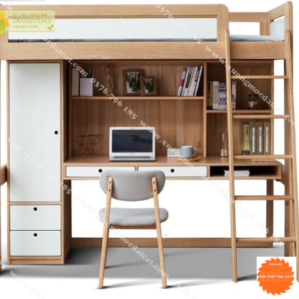 Giường tầng kết hợp bàn học - tủ áo quần GT068