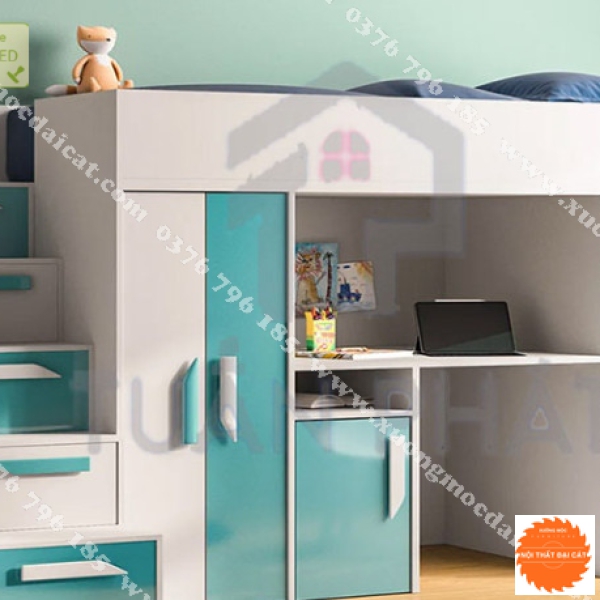 Giường tầng kết hợp bàn học - tủ áo quần GT069