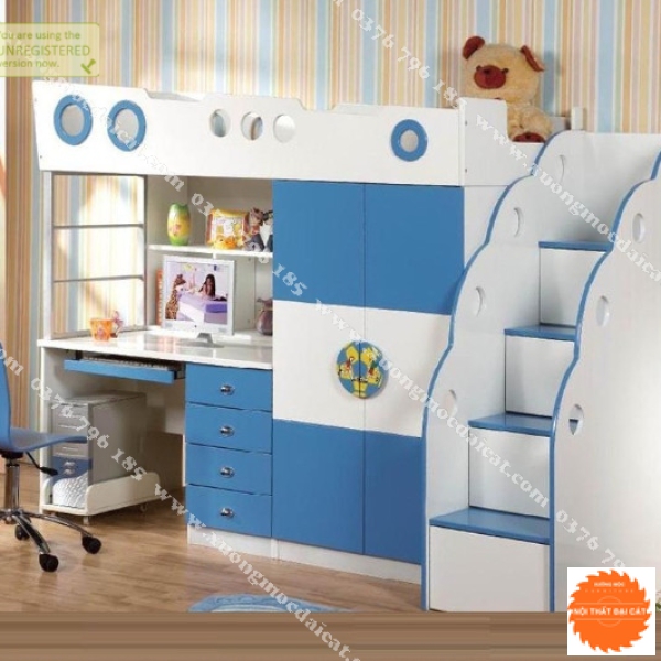 Giường tầng kết hợp bàn học - tủ áo quần GT070