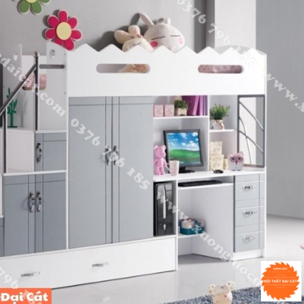 Giường ngủ kết hợp bàn học - tủ áo quần GT074