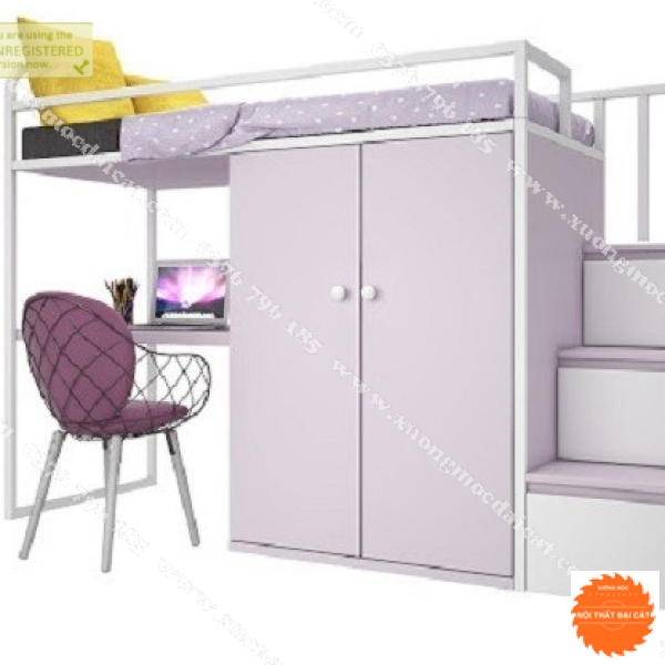 Giường tầng kết hợp bàn học - tủ áo quần GT077