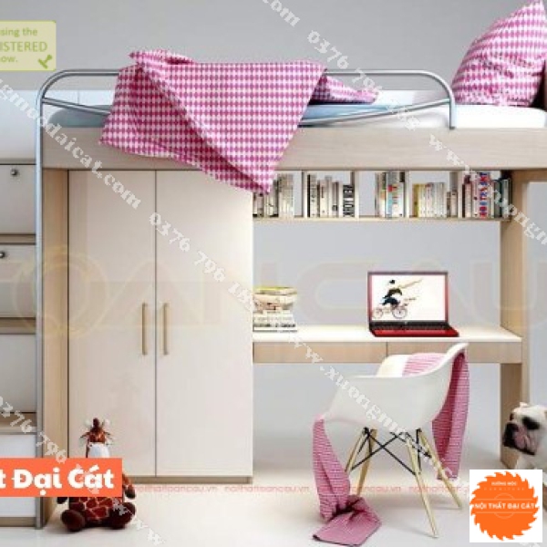 Giường tầng kết hợp bàn học - tủ áo quần GT080