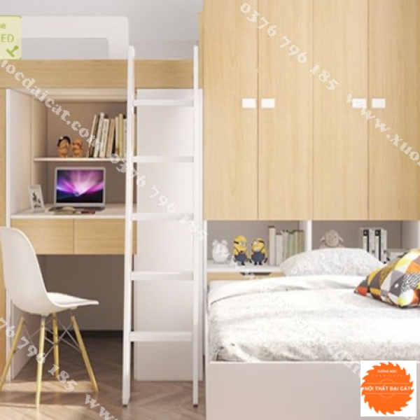 Giường ngủ kết hợp bàn học - tủ áo quần GT082