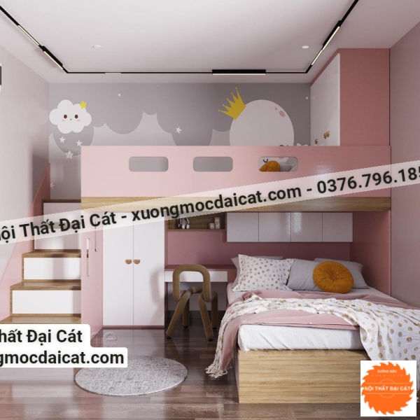 Giường tầng kết hợp bàn học - bàn làm việc GT118
