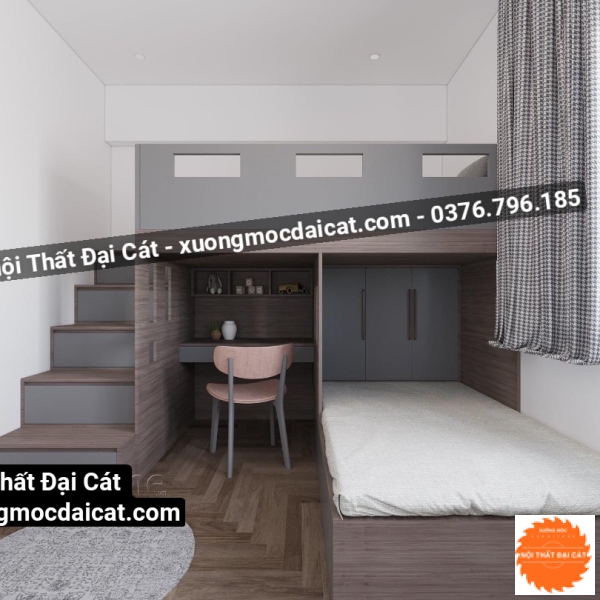 Giường tầng kết hợp bàn học - bàn làm việc GT115